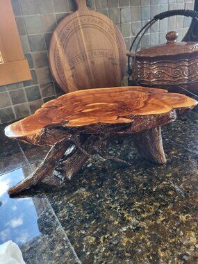 Stunning Small Burl Wood Table often used for Bonsai Display 13.5 by 9 by 5 inch